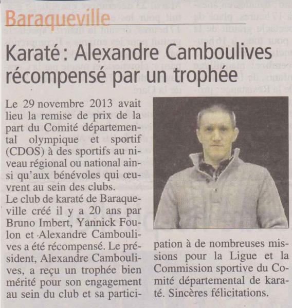 28/11/2014-Remise de Prix du CDOS à Alexandre Camboulives